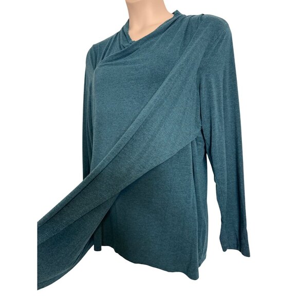 H by Halston Pullover Size 2X Cross Wrap Green Tunic Zip Up Back - Picture 2 of 9